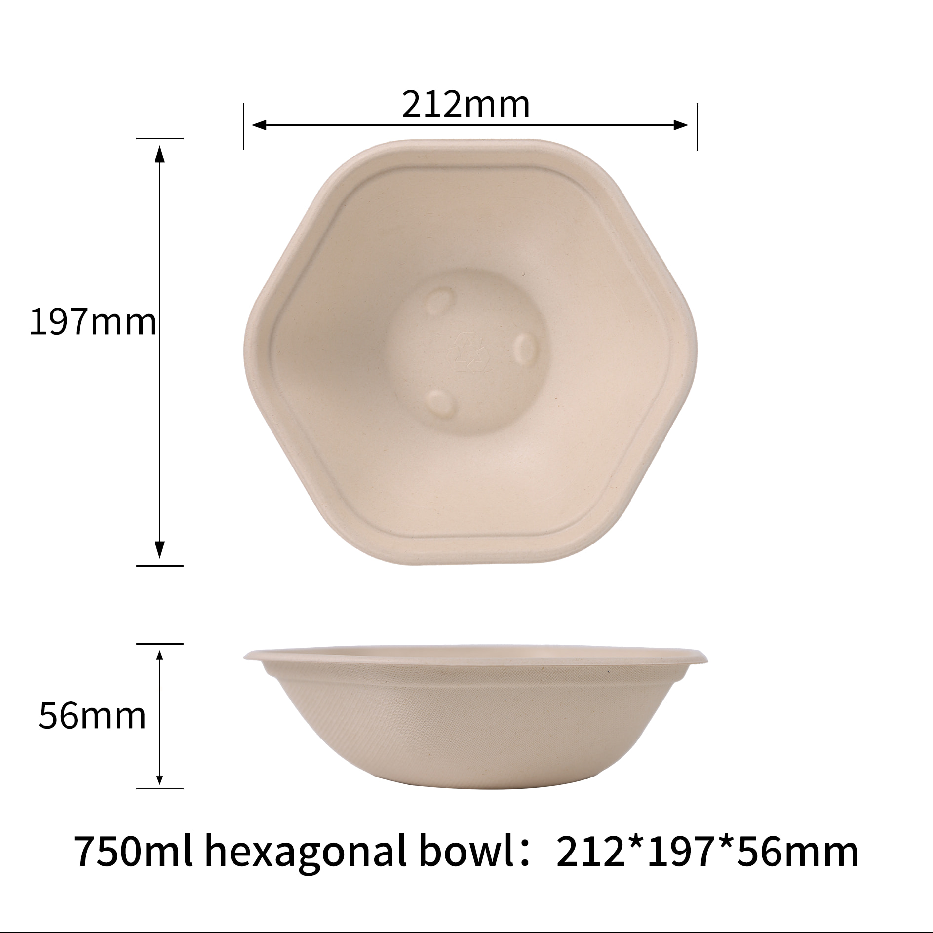 Eco Friendly 750ml Bagasse Sugarcane Hexagonal Bowls Compostable Cutlery Manufacturer - SINCERE