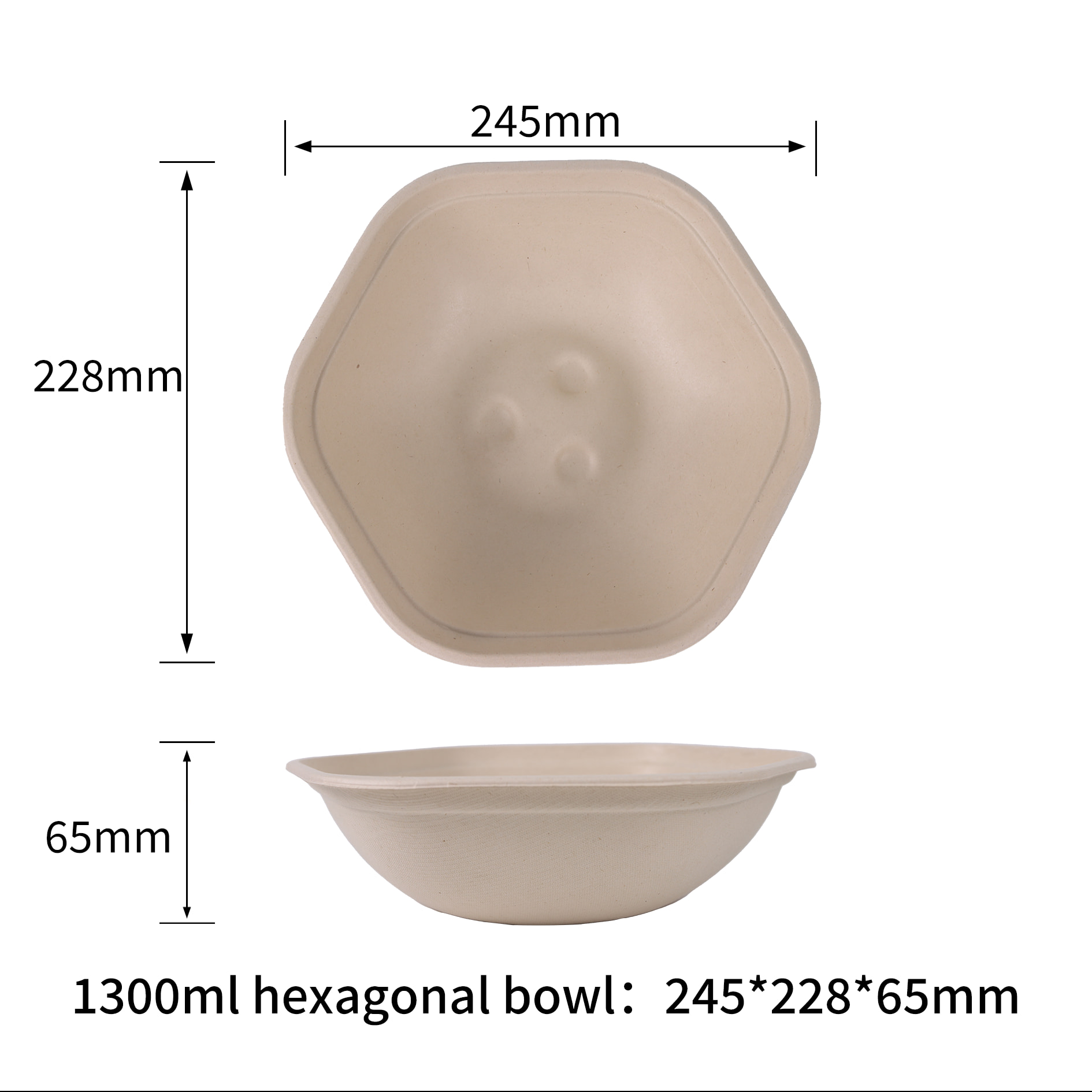 Compostable Bagasse Hexagonal Bowls with Lids 1300ml Commercial Disposable Tableware - SINCERE