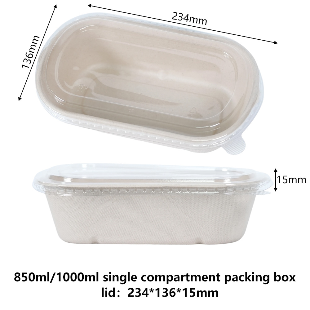 Smooth-surface Clear PET Lid For 850/1000ml Sugarcane Bagasse Single Compartment Packing Box - SINCERE